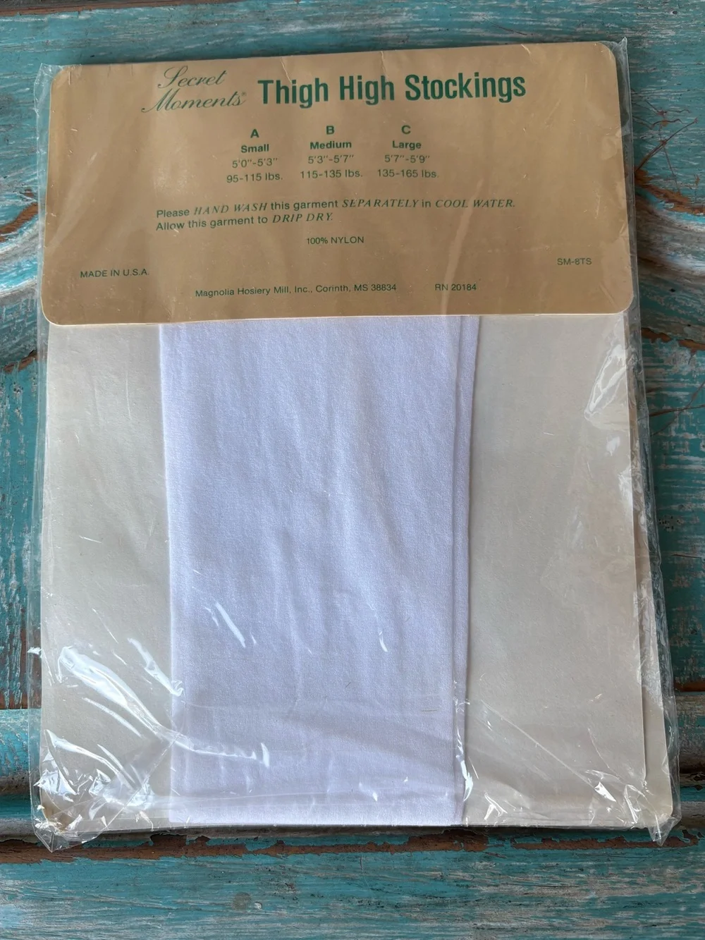 Vintage Secret Moments Thigh High Stockings White Lace Top Sheer Nylon LARGE